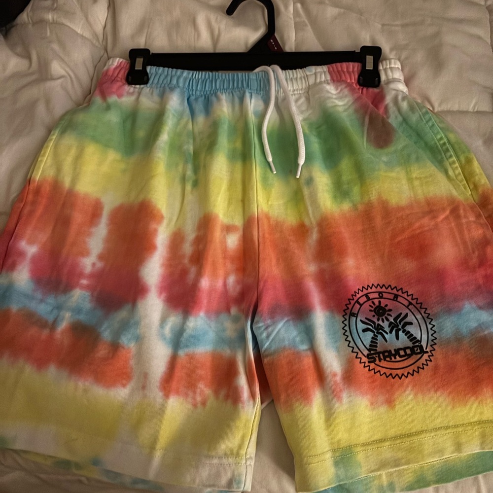STAY COOL Brand Tie Dye Athletic Shorts with Elastic Waistband